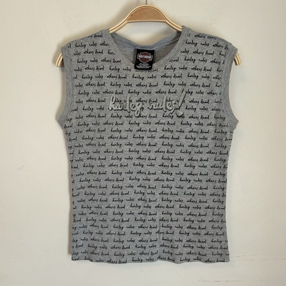 Harley Davidson Women's Tank‎ Top Y2K Palm Springs Moto L Harley Rules